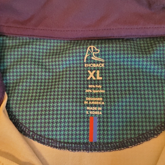 Green and Navy RHOBACK Houndstooth 1/4 Zip Pullover - Picture 3 of 6